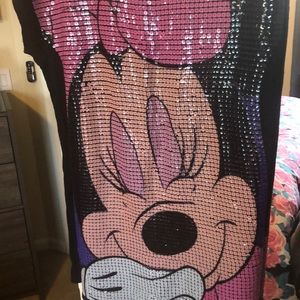 Sequin Minnie Mouse Face  Long Shirt